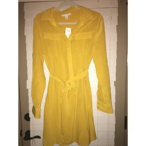 Banana Republic Golden Yellow Silk Shirt Dress