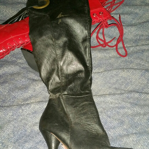 Black leather boots