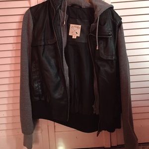 Leather sweater jacket