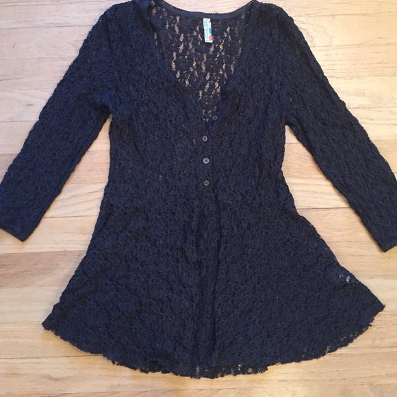 NWOT gray lace free people peplum top - Picture 2 of 4