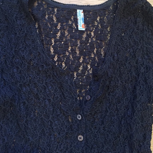 NWOT gray lace free people peplum top - Picture 3 of 4