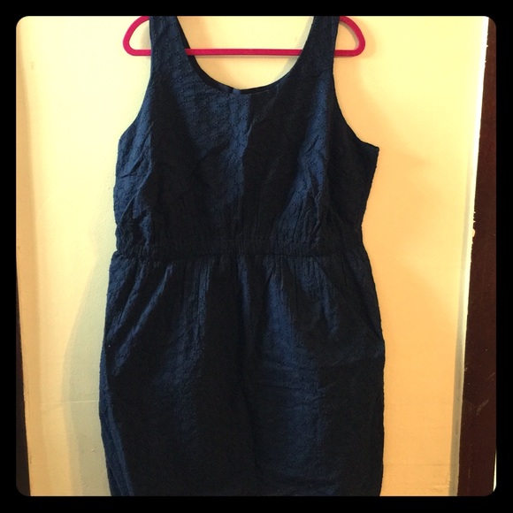 Navy Eyelet Dress