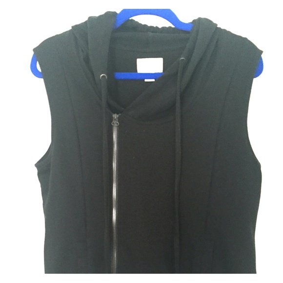 💀Black Cotton Blend Hooded Vest 💀