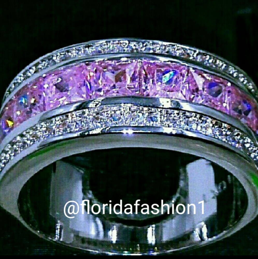 SIZE 5.5 sim. PINK  white sapphire eternity band - Picture 5 of 8