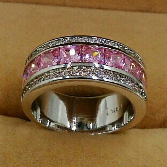 SIZE 5.5 sim. PINK white sapphire eternity band - Picture 6 of 8