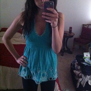Blue halter top
