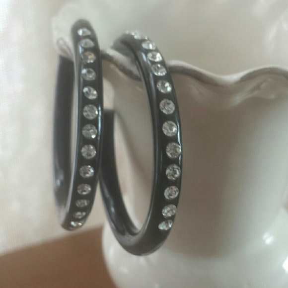 Black and rhinestone earrings
