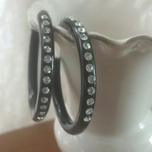 Black and rhinestone earrings