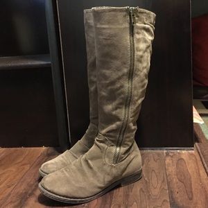 Suede Zip-Up Boots