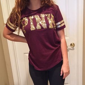VS Pink Maroon Sequin Top