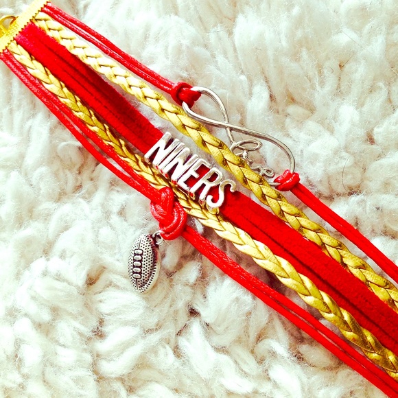 San Francisco 49ers SF Niners red gold bracelet