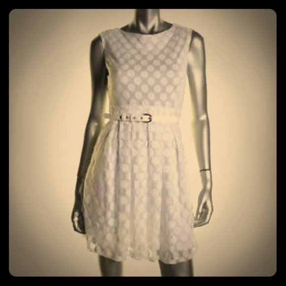 White Polka Dot Dress with Belt