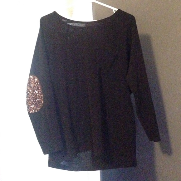 Black sweater with sequin patches