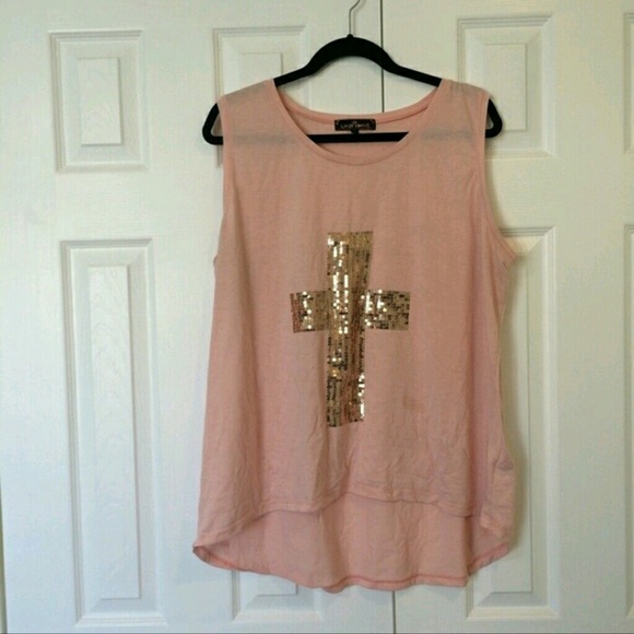 Blush & Rose Gold Cross Tank
