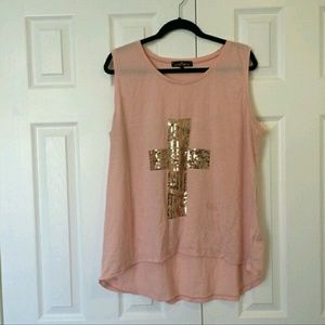 Blush & Rose Gold Cross Tank