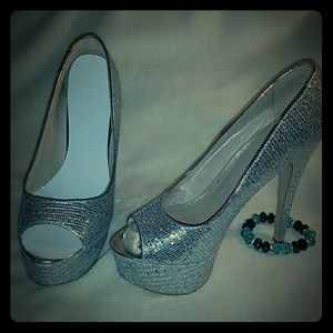 Silver Aldo heels