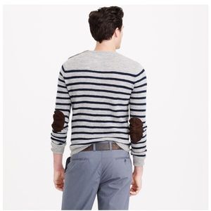 JCrew Merino Wool striped sweater w/ elbow patches