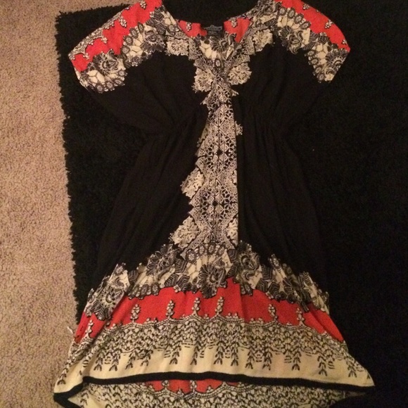 Black and orange print dress