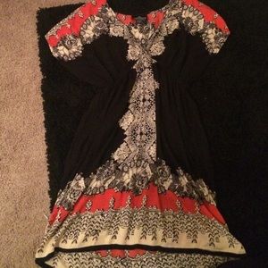 Black and orange print dress