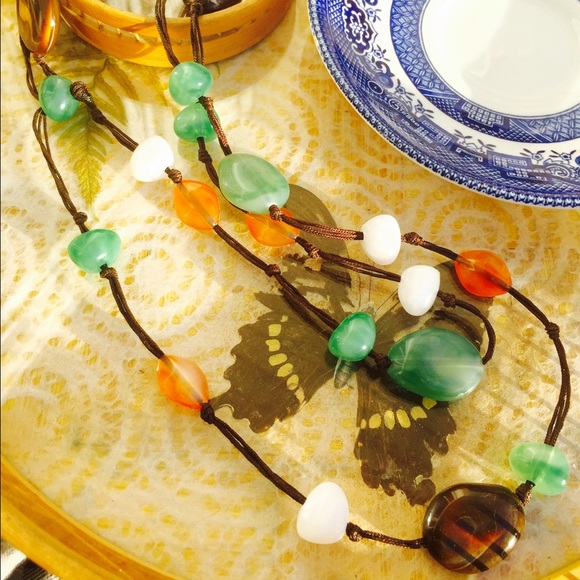Extra long 44 inch beaded gemstone necklace