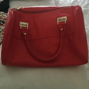 red hand bag