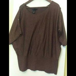 Sparkly Brown Dolman Sweater w/ Button Details