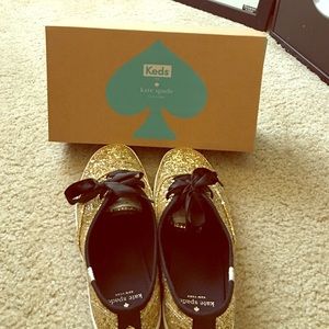 Kate Spade Gold/Black Glitter Keds