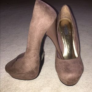 Suede Nude Closed Toed Pumps