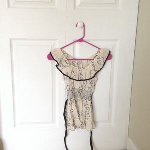 Anthropologie/Odille Cream/Blk Off Shoulder