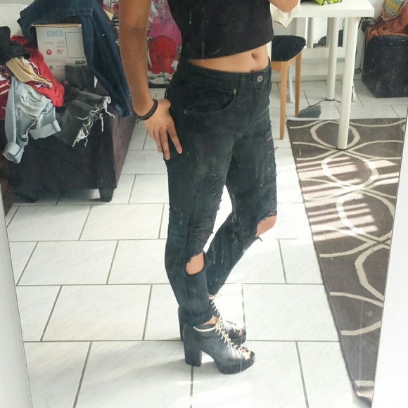 Carmar distressed black jeans