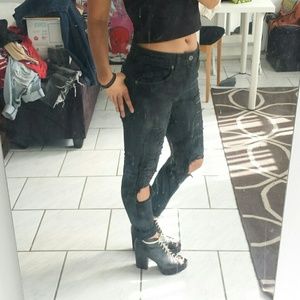 Carmar distressed black jeans