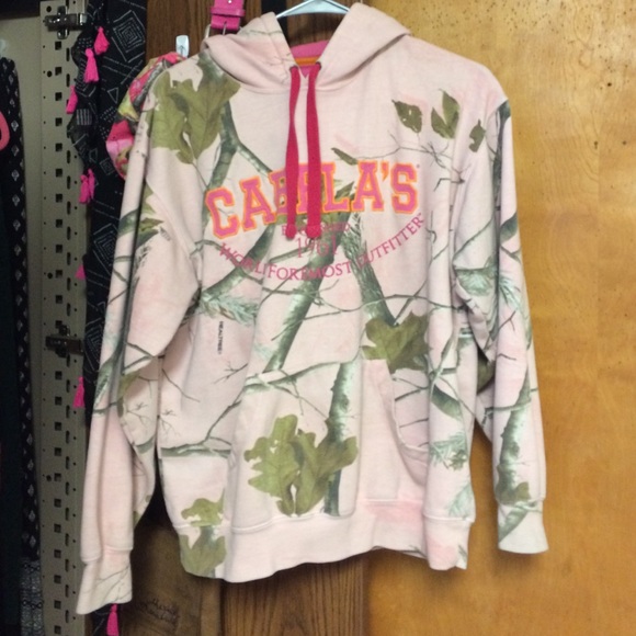 Pink camouflage hoodie.