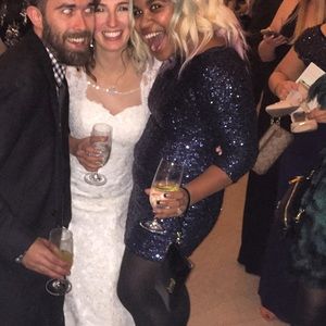 Blue sequined cocktail dress