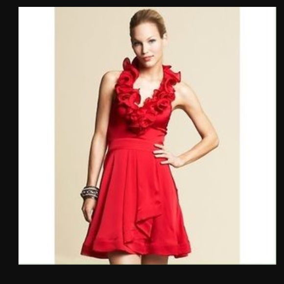 Red Satin Bebe Dress