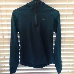 Nike teal/green jewel tone pullover with hood