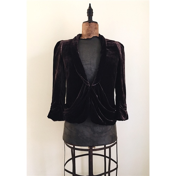 Anthropologie velvet drape jacket