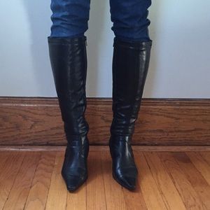 Black knee height boots