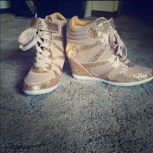 Gold sneaker heels