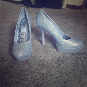 Silver sparkly heels