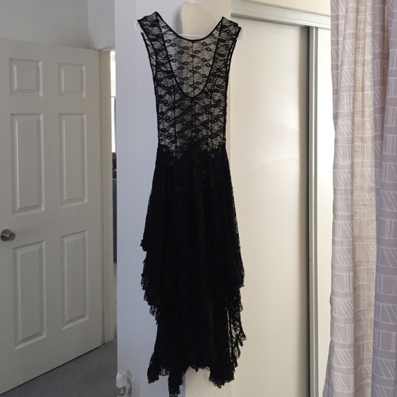Free people French courtship black slip dress