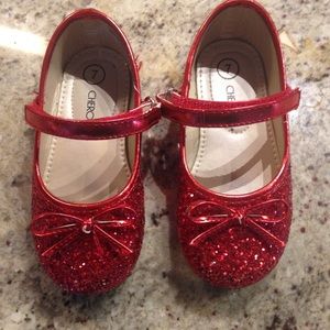 Toddler size 7 red sparkle holiday shoes