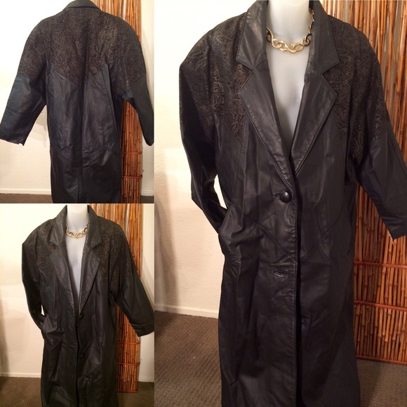 Full-length Vintage Black Leather Jacket!