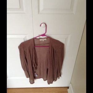 Ann Taylor LOFT brown cardigan with ruffle detail