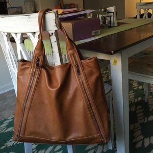 brown leather bag