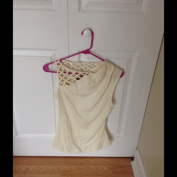 Anthropologie cream shirt with shoulder detail NWT