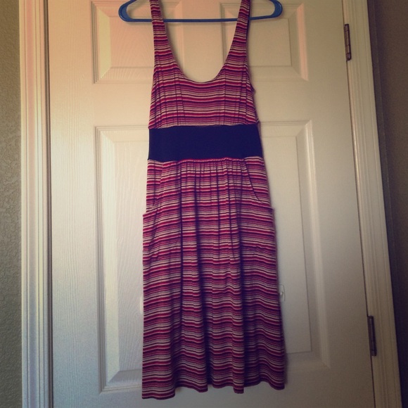 Striped Sleeveless Dress with Pockets