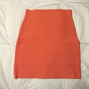 BCBG "Simone" Bandage Skirt in bright orange