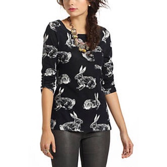 Anthropologie "here and there" tee in bunny print