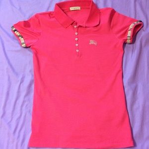 Burberry Brit Pink Nova Check Trim Shirt Top