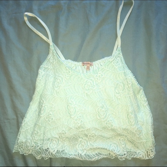 Mint green lace crop top